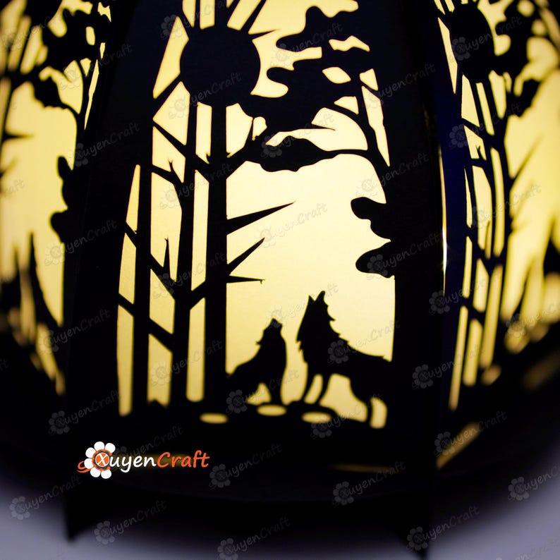 Set 3 Wolf Head Lantern PDF, Studio, SVG Templates DIY Wolf Lantern for