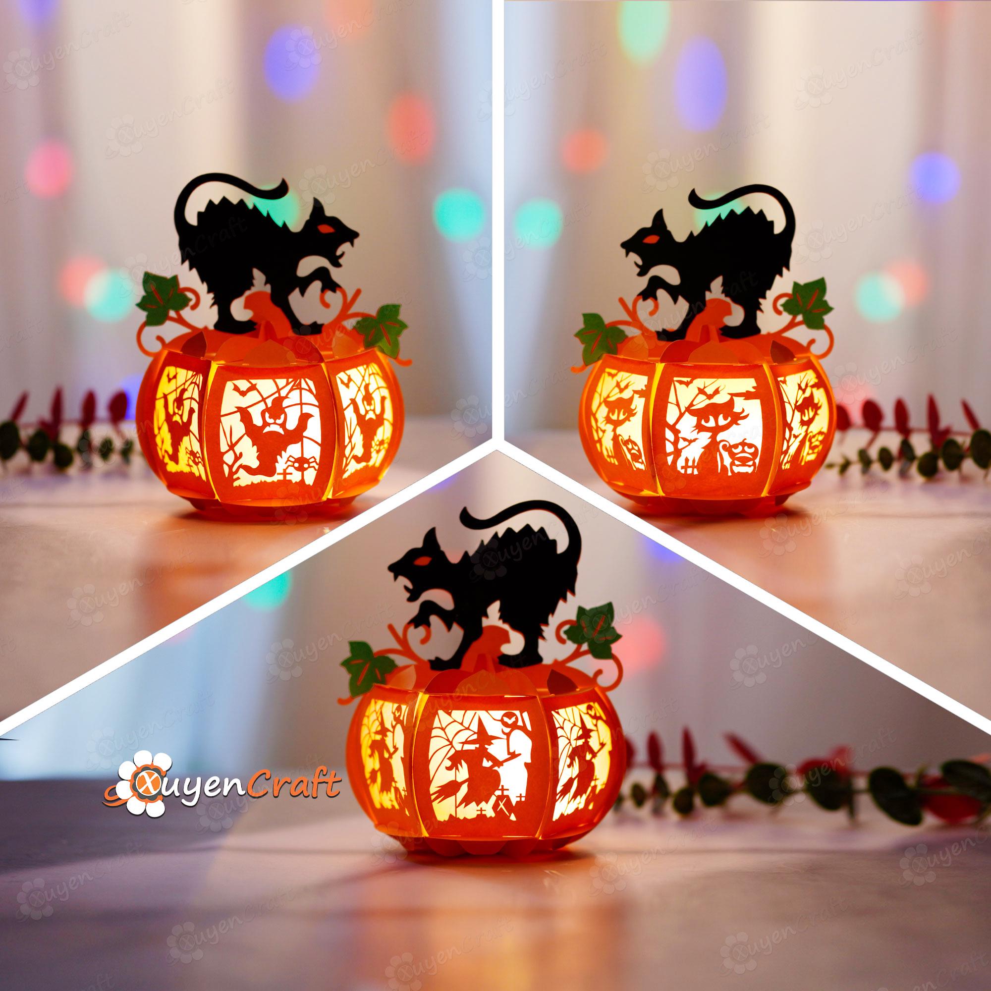 ハレハレ猫(白猫)＋猫かぼちゃランタン(オレンジ) ハロウィンセット ハレハレ猫(白猫)＋猫かぼちゃランタン(オレンジ) ハロウィンセット