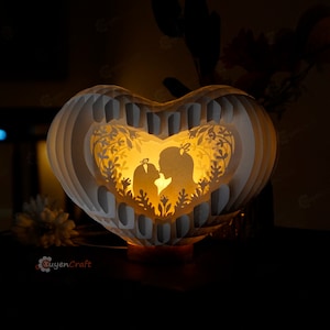 Plantilla SVG 02: Ventana emergente del corazón del Día de la Madre. Mamá e hija en el corazón, Proyecto Svg para Cricut, Video de silueta/ensamblaje incluido