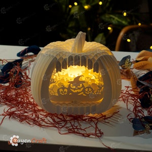 Halloween Pumpkin Pop Up SVG, Studio, PDF Template, Halloween lightbox 3D Papercut Light Box Sliceform Paper Sphere Popup, 3d svg cricut