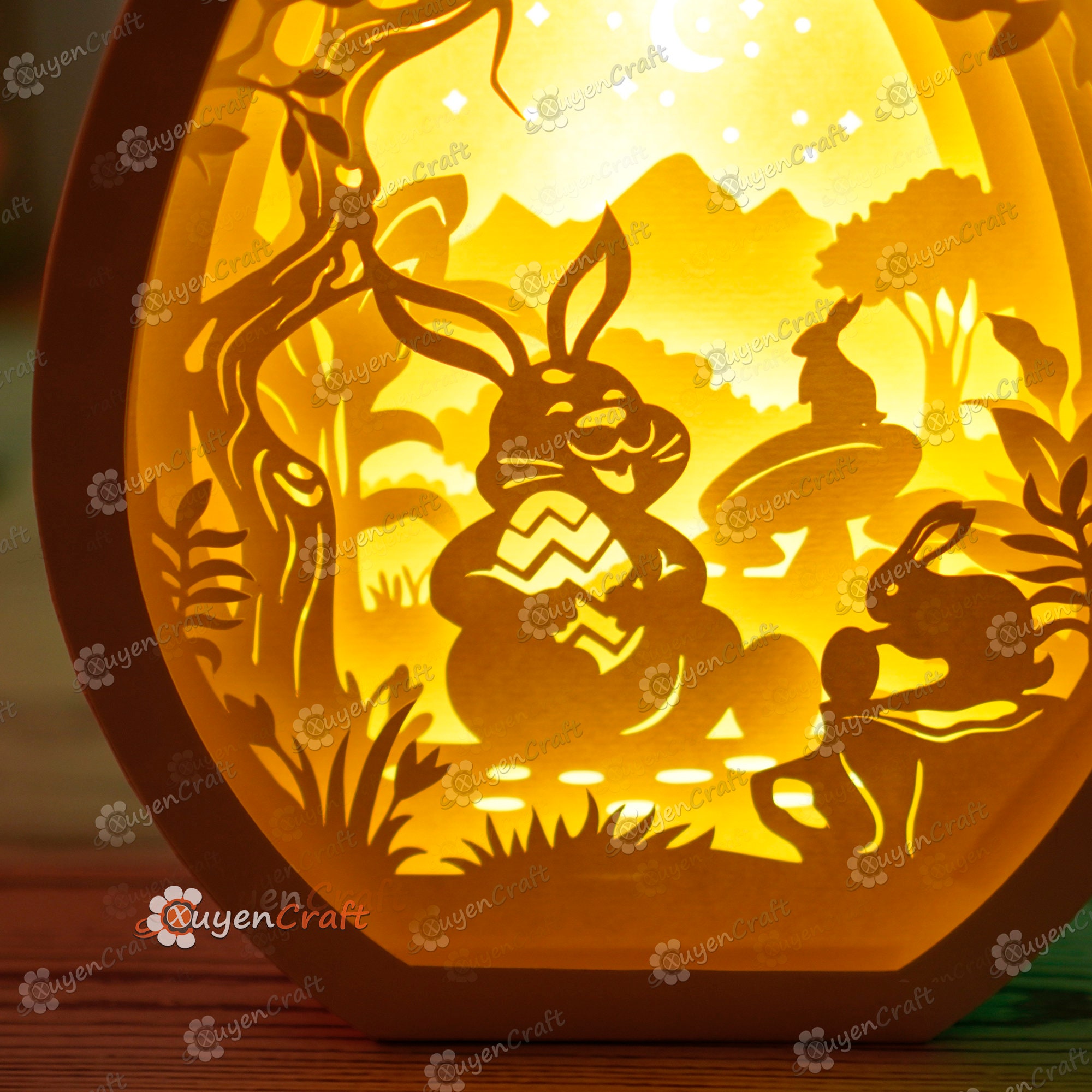 Easter Egg Shadow Box SVG, Bunny Lantern Paper Cut Template (pack 3) - Etsy