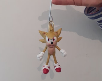 Golden super sonic  the hedgehog 6 inch stand alone or hangable figure