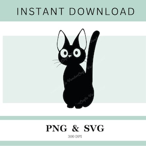 JIJI Kiki&#39;s Delivery Service - PNG SVG, Black Cat Digital Download, Digital Sticker, Printable