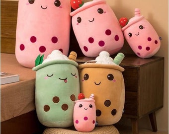 Herbests Cuscino di Bubble Tea Peluche Cuscino Cartoon di Tazza di tè Carino Morbido in Peluche Giocattolo di Peluche Bambole Decorazione del Divano Cuscino Regalo per Bambini
