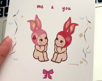 Custom Cute Baby Greeting Card | Personalized Kewpie Love Card | Gift of Love Greeting Card