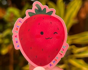 Cute Strawberry Sticker / Strawberry Sticker / Food with Feelings Sticker / Kawaii Strawberry Sticker / Food Sticker
