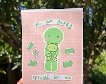 Smiski Valentine's Card | Smiski Love Greeting Card | Punny Valentine's Card | Blank Love Card