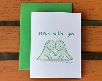 Smiski Greeting Card | Green Guy Valentine's Card | Smiski Love Greeting Card | Friendship Greeting Card | Empowering Art Print
