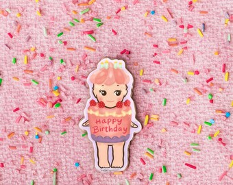 Kewpie Baby Birthday Cake Sticker | Cute baby birthday sticker | Happy Birthday Baby Sticker | Birthday Cake Sticker