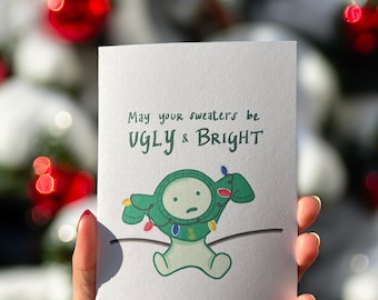 Smiski Holiday Card | Green Guy Christmas Card | Smiski Merry and Bright Greeting Card