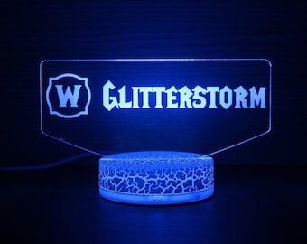 World Of Warcraft WOW Inspired Custom Led Light Led Gamertag Gamer Gift For Streamers And Gamers