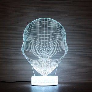 Alienhuvud Alien present 3D nattlampa 3D nattlampa barnlampa Alien docka 3D illusion LED lampa dekoration present till honom presentidé barn födelsedag