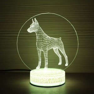 Doberman Dog Gift Doberman Lovers Pet 3D Night Lamp Night Light Home Decor 3D Illusion LED Lamp Gift for him Gog Ornament Dog Gifts