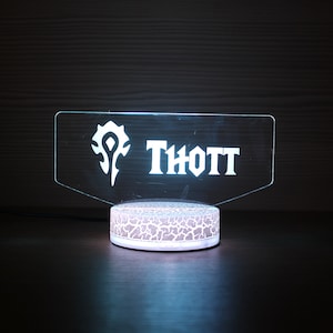 World Of Warcraft Gamertag WOW Custom Gift Led Lamp Led Gamertag Gamer Gift For Wow Streamers And Gamers