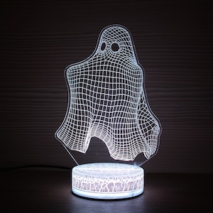 Regalo de fantasma, regalos de Halloween, lámpara de noche 3D, luz de noche 3D, luz para niños, lámpara LED de ilusión 3D, regalo para él, idea de regalo, cumpleaños para niños