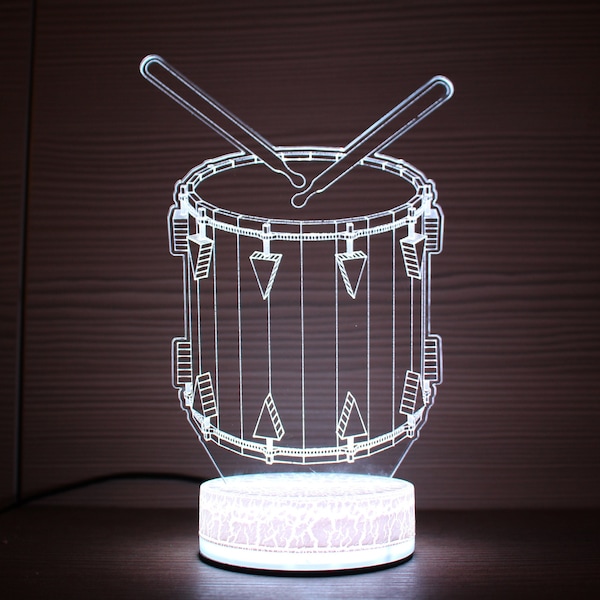 Snare Drum Gift Drum Lover Gift For Drummer 3D Night Lamp Drum 3D Night Light Children Light LED Lamp Music Instrument Rock Instrument