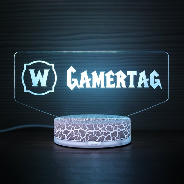 Gamertag personalizado World Of Warcraft inspirado WOW lámpara Led personalizada Gamertag Gamer regalo para serpentinas y jugadores