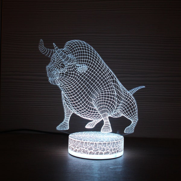 Ferdinand Bull The Story Of Ferdinand 3D Night Lamp 3D Night Light Children Light Home Decor 3D Illusion LED Lamp Gift for him Gift Idea