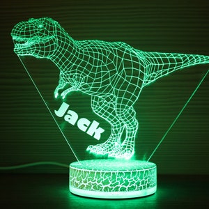 Trex Personalized Dinosaurs Toy 3D Night Lamp T-rex 3D Night Light Children Light Birthday 3D Illusion Gift for him Gift Idea Kids Birthday