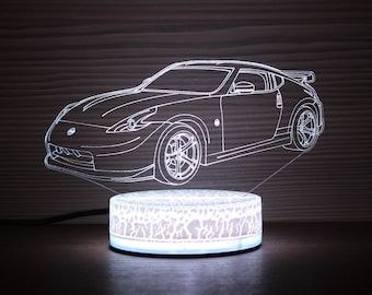 Nissan 370Z 3D Night Lamp 3D Night Light Children Home Decor 3D Illusion LED Lamp Gift for him Gift Idea Nissan 370Z Super Car