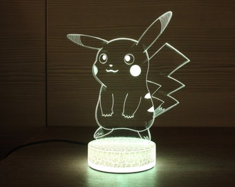 50mm Pokeball Crystal Pokemon Pikachu 3D LED Night Light RGB Desk Lamp Kid Gifts 
