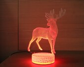 Deer Deer Figurine 3D Night Lamp 3D Night Light Deer Children Light 3D Illusion Deer LED Lamp Gift for him Gift Idea Kids Birthday Deer Head