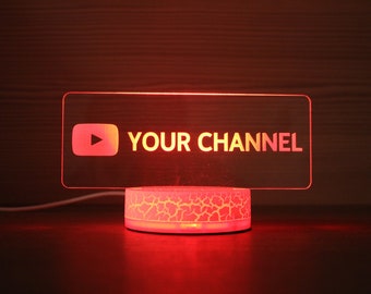 YouTube Channel LED RGB Vlogger Gift Lamp GamerTag YouTuber Name Vlogger Name Gamer Name Custom Name YouTube Gamer YouTuber YT