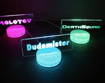 Gamertag Twitch Streaming Personalized Night Light, Gamer Tag Name Sign