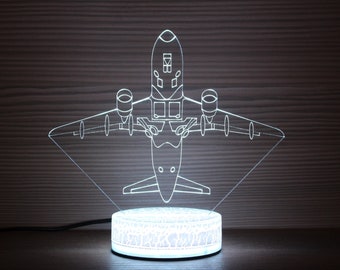 Vliegtuig opstijgen vliegtuigmodus vliegtuig decor nachtlampje nachtlampje 3D licht 3D illusie cadeau voor hem cadeau idee kinderen