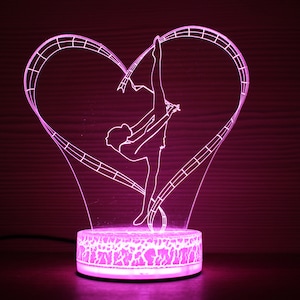 Gimnastyka Trener Gimnastyki 3D Lampa Nocna Gimnastyczka Tancerka 3D Lampa Nocna Gimnastyczka Dziecięca Lampa LED Prezent dla niej Pomysł na Prezent UrodzinowyPrezent