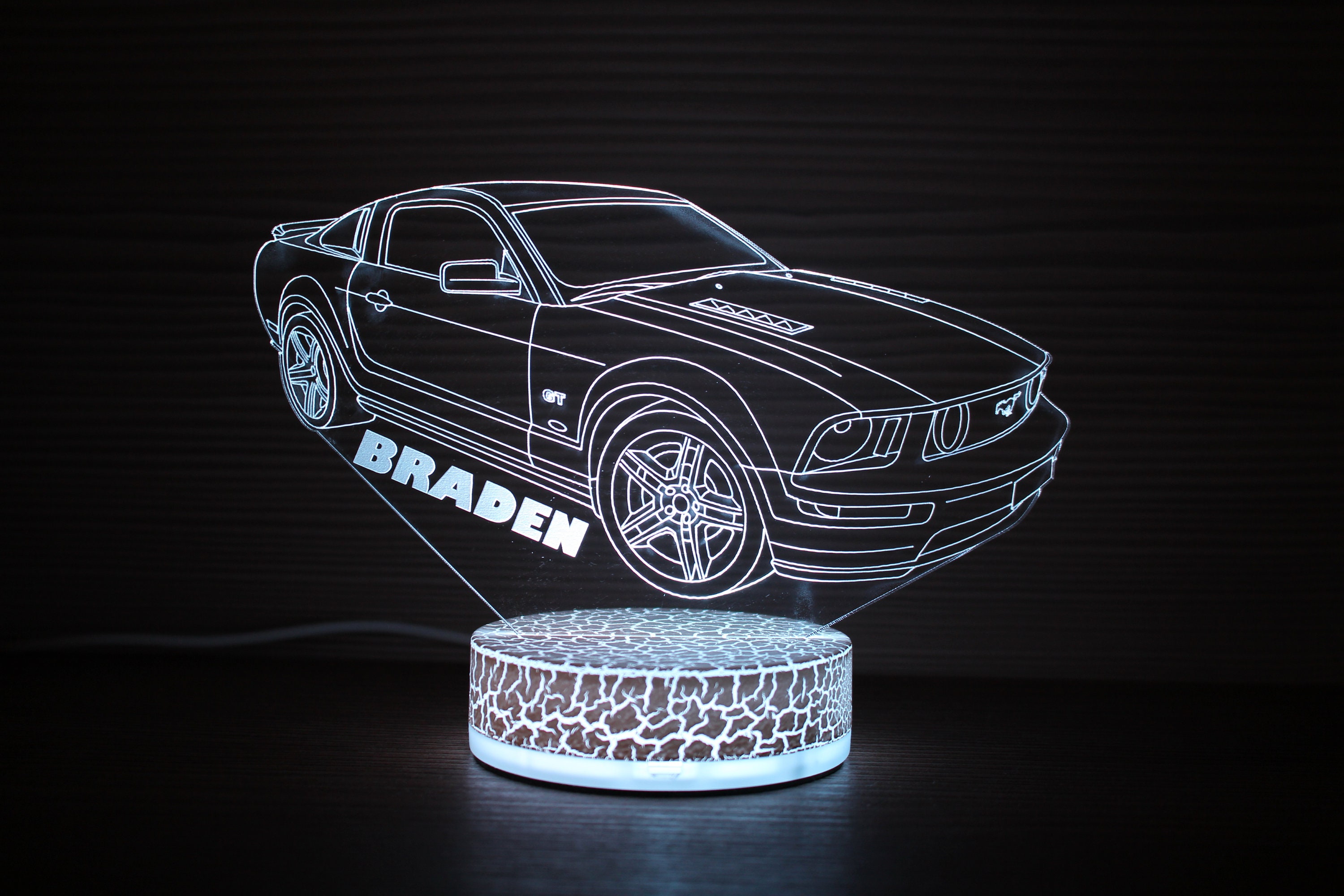 Personalized Ford Mustang 3D Night Lamp Mustang Lamp Shade 3D Night Light Children Light 3D LED Lamp Gift for him Gift Idea Muscle car