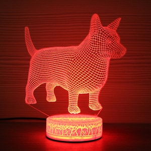Corgi Dog Corgi Gift 3D Night Lamp Nachtlampje Home Decor 3D Illusion LED Lamp Cadeau voor hem Cadeau Idee Kids Verjaardag Gog Ornament Hond Geschenken