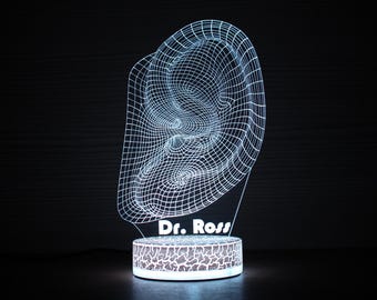 Lámpara de oído, regalo para otorrinolaringólogo, luz de oído, regalo para otorrinolaringólogo, lámpara de oído 3D, lámpara LED, lámpara de noche 3D, luz de noche 3D, ilusión 3D LED