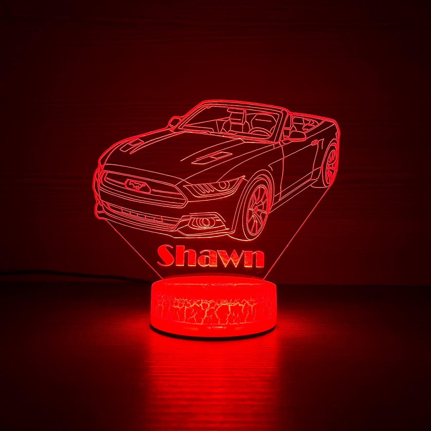 Ford Mustang 2015 Convertible 3D Night Lamp Mustang Lamp Shade 3D 