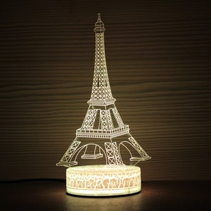 Eiffel Tower Statue Night Lamp Night Light 3D Light Home Decor 3D Illusion LED Lamp Gift for him Gift Idea Kids Birthday Paris Sightseeing