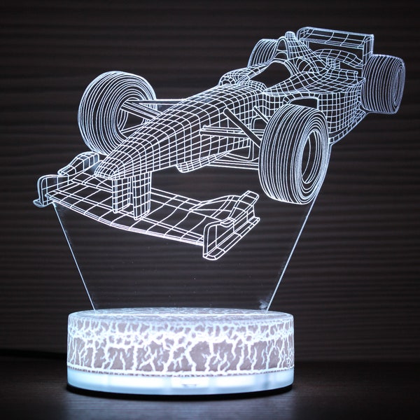 Formula 1 Vintage 3D Night Lamp Night Light Home Decor F1 3D Illusion LED Lamp Gift for him Gift Idea Kids Birthday Formula 1 Car Ferrari