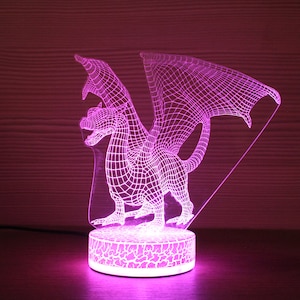 Lámpara LED de dragón de hadas, lámpara de noche 3D, luz nocturna 3D, decoración del hogar, lámpara LED de ilusión 3D, regalo para él, idea de regalo