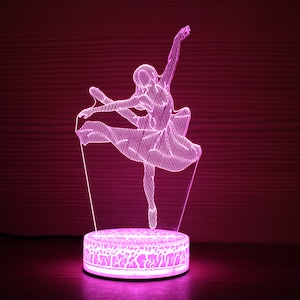 Ballet Dancer Ballerina Doll 3D Night Lamp Night Light Children Light 3D Illusion LED Lamp Ballerina Birthday Party Gift Idea Kids Birthday