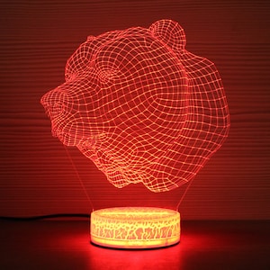 Bärenkralle Bärenkopf Geschenk 3D Nachtlampe Nachtlicht Wohnkultur 3D Illusion LED Lampe Geschenk für ihn Geschenkidee Kindergeburtstag Bär Dekor