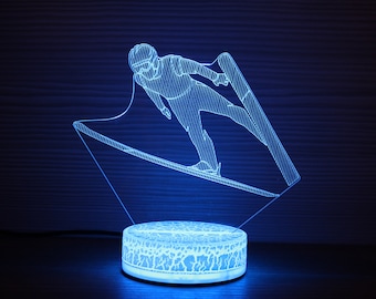 Ski Jumping Gifts 3D Night Lamp 3D Night Light Children Light Home Decor 3D Illusion LED Lamp Gift for him Gift Idea Birthday Ski Jumping