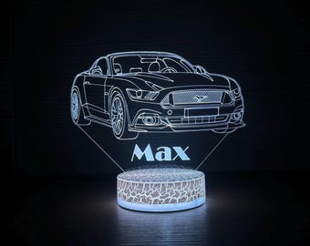 Ford Mustang 2015 Mustang Night Light Mustang Lamp Shelby Shade 3D Night Light Children Light 3D LED Lamp Gift for him Gift Idea Muscle car