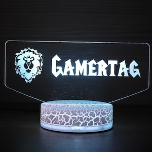 World Of Warcraft Geschenk WOW Gamer Tag Inspiriert Benutzerdefinierte Led Light Led Gamertag Gamer Geschenk für Streamer und Gamer
