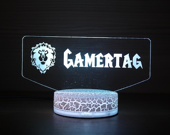 World Of Warcraft Gift WOW Gamer Tag Inspired Custom Led Light Led Gamertag Gamer Gift For Streamers And Gamers
