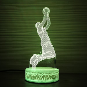 Regalos de baloncesto personalizados, decoración de baloncesto, lámpara de noche 3D, luz de noche para niños, luz de ilusión 3D, regalo para él, idea de regalo, cumpleaños para niños, NBA