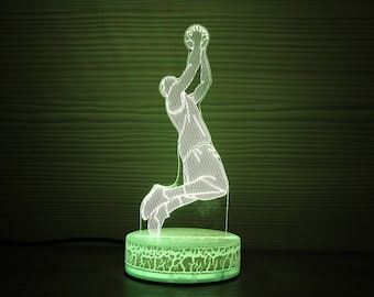 Personalized Basketball Gifts Basketball Decor 3D Night Lamp Night Light Children Light 3D Illusion Gift for him Gift Idea Kids Birthday NBA