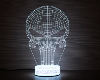 MMarvel Comics Punisher 3D LED Kristall Nachtlicht Schlüsselanhänger Geschenk