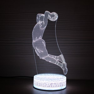 Lebron James Basketball Dunk Gifts Basketball Decor 3D Night Lamp Night Light 3D Illusion LED Lamp Gift for him Gift Idea Kid Birthday