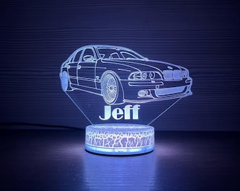 BMW M5 E39 BMW Luz de noche 3D Lámpara de noche 3D Luz de noche para niños Decoración del hogar Lámpara LED de ilusión 3D Regalo para él Idea de regalo