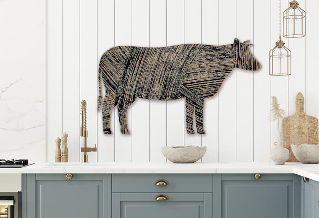 Wooden Cow Wall Art Decor Wooden Sign Custom Cutout Printed Design Room
