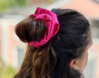 The Kristina Pink Satin Scrunchie